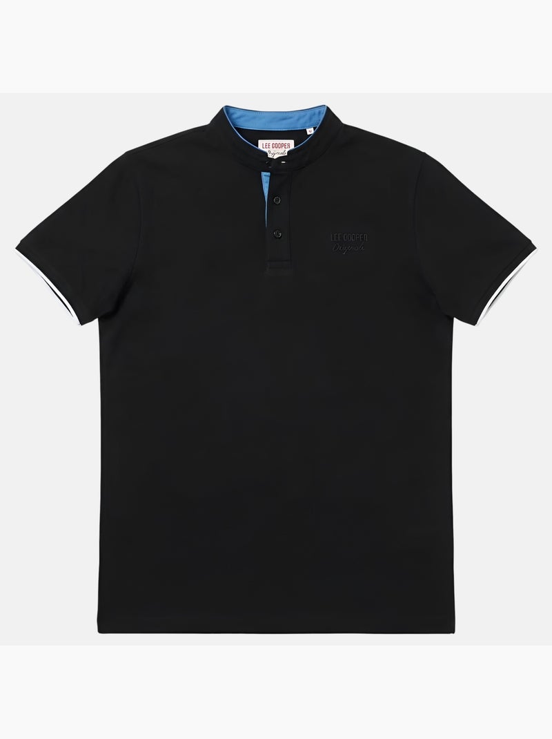 Lee Cooper - Polo uomo nero maniche corte collo alla coreana Nero - Kiabi