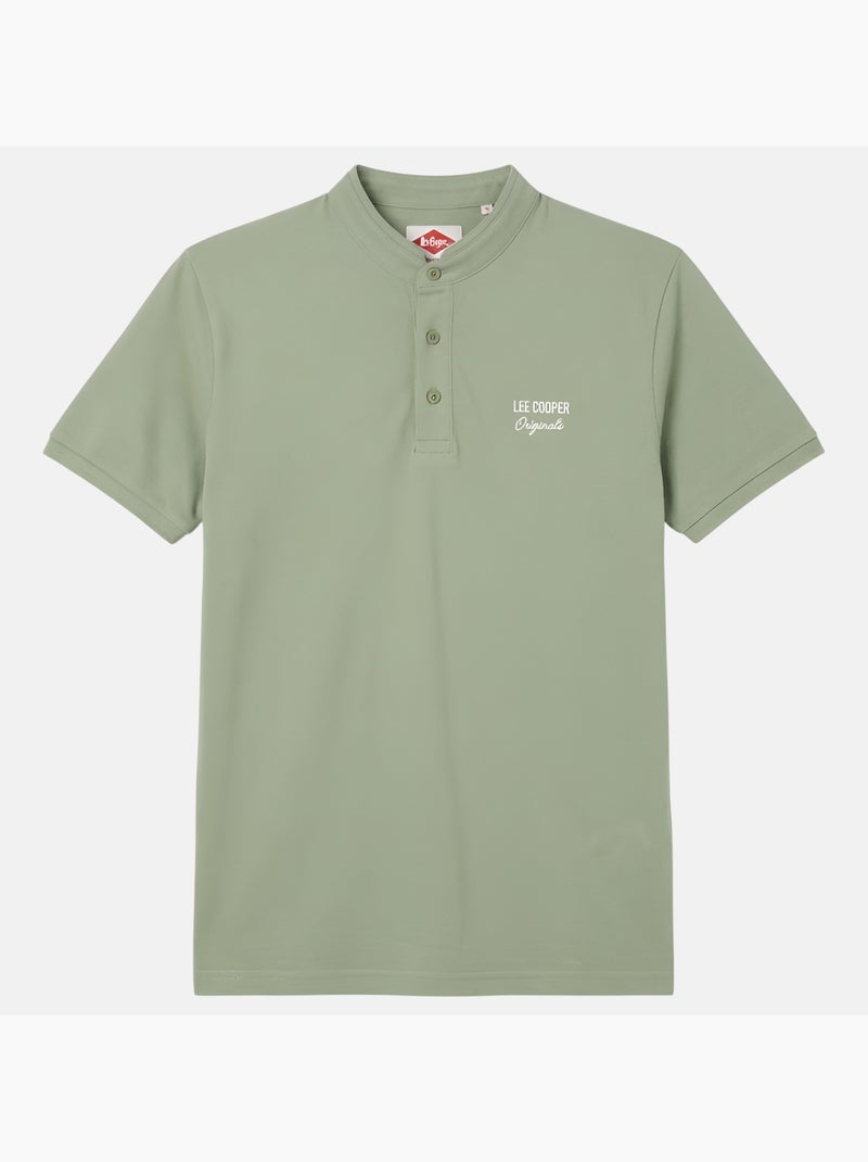Lee Cooper - Polo uomo verde maniche corte collo alla coreana Verde - Kiabi