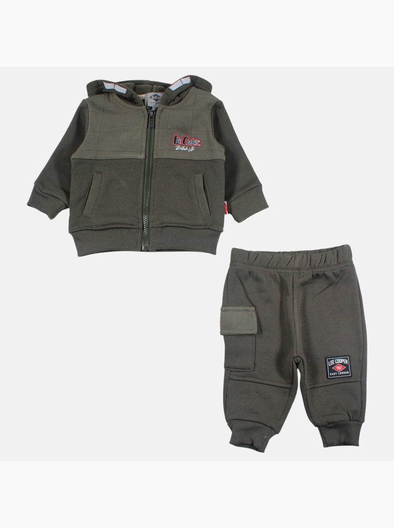 Lee cooper - set composto da giacca con cappuccio e zip e pantaloni da jogging Cachi - Kiabi