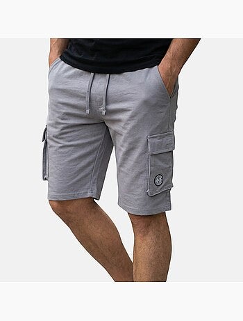 Lee Cooper - Short cargo uomo grigio con tasche laterali