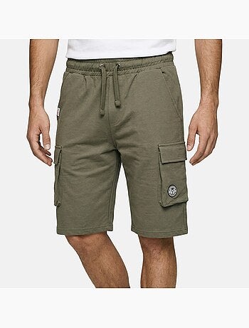 Lee Cooper - Short cargo uomo kaki con tasche laterali