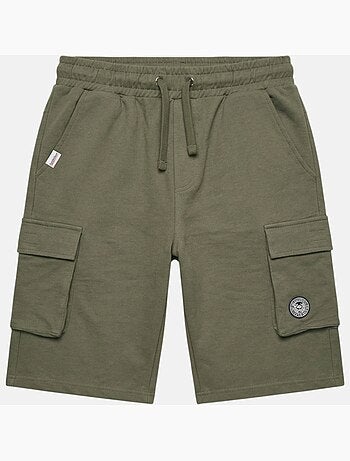 Lee Cooper - Short cargo uomo kaki con tasche laterali