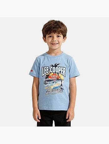 Lee Cooper - T-shirt a maniche corte da ragazzo con motivo da spiaggia