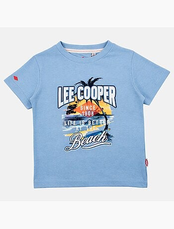 Lee Cooper - T-shirt a maniche corte da ragazzo con motivo da spiaggia
