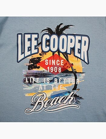 Lee Cooper - T-shirt a maniche corte da ragazzo con motivo da spiaggia