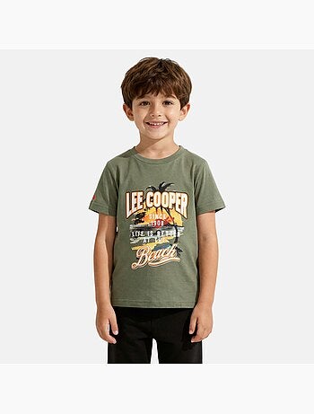 Lee Cooper - T-shirt a maniche corte da ragazzo con motivo da spiaggia