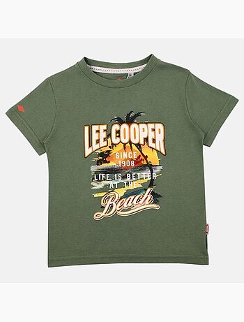 Lee Cooper - T-shirt a maniche corte da ragazzo con motivo da spiaggia