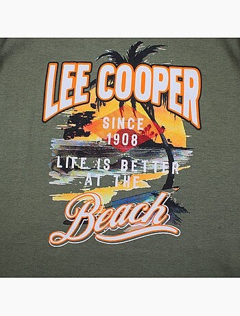 Lee Cooper - T-shirt a maniche corte da ragazzo con motivo da spiaggia