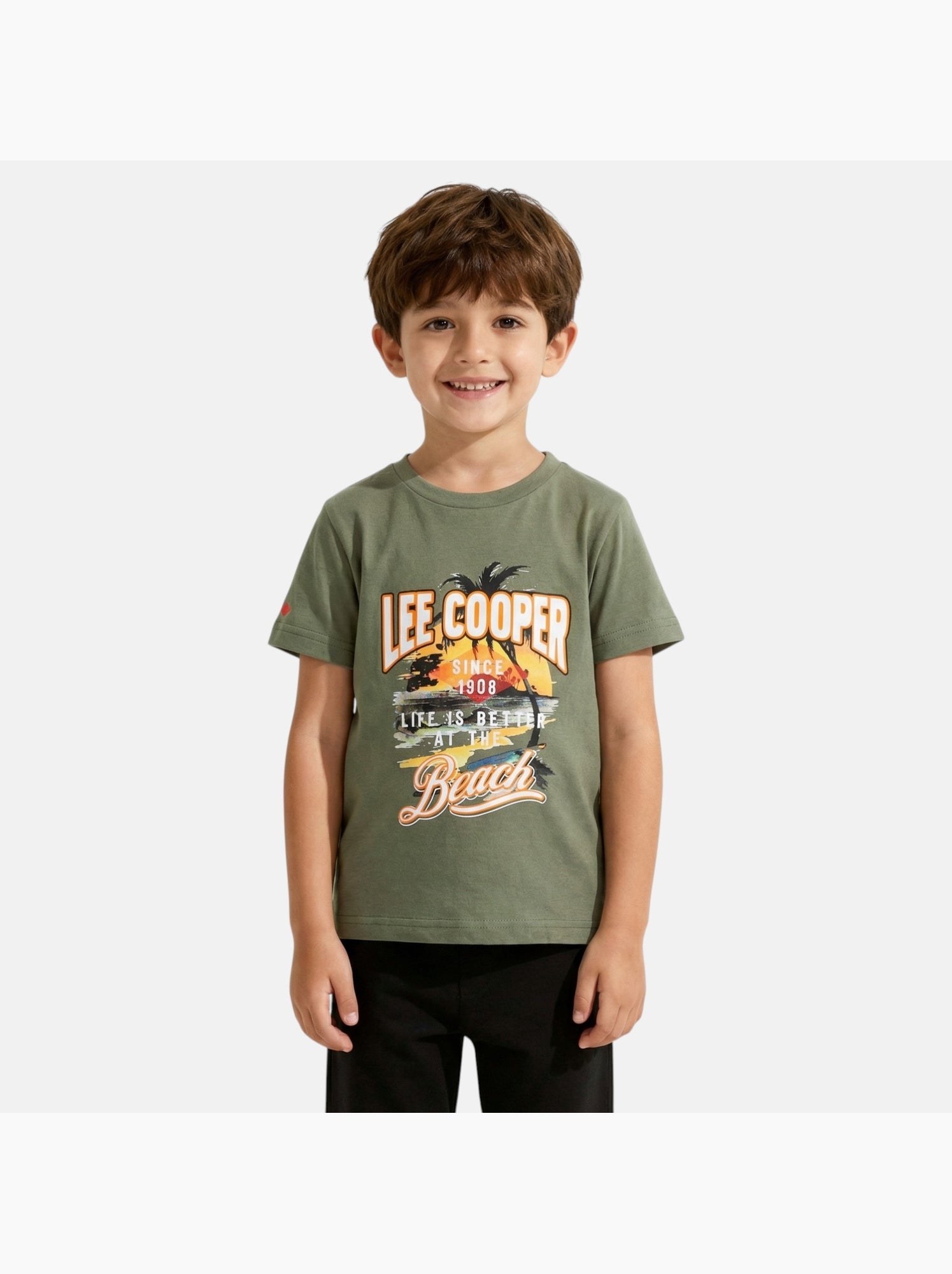 Lee Cooper Uomo T-Shirt Beige Olaz - Maglia Girocollo In Cotone, Manica Corta, Comfort Quotidiano