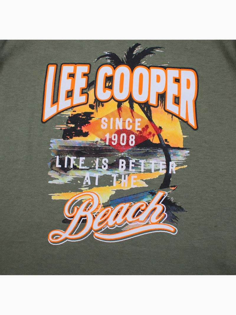 Lee Cooper - T-shirt a maniche corte da ragazzo con motivo da spiaggia Cachi - Kiabi