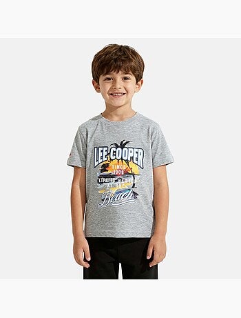 Lee Cooper - T-shirt a maniche corte da ragazzo con motivo da spiaggia