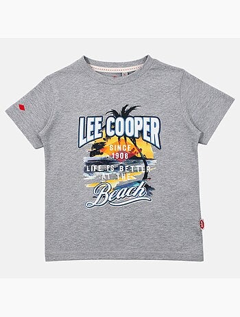 Lee Cooper - T-shirt a maniche corte da ragazzo con motivo da spiaggia