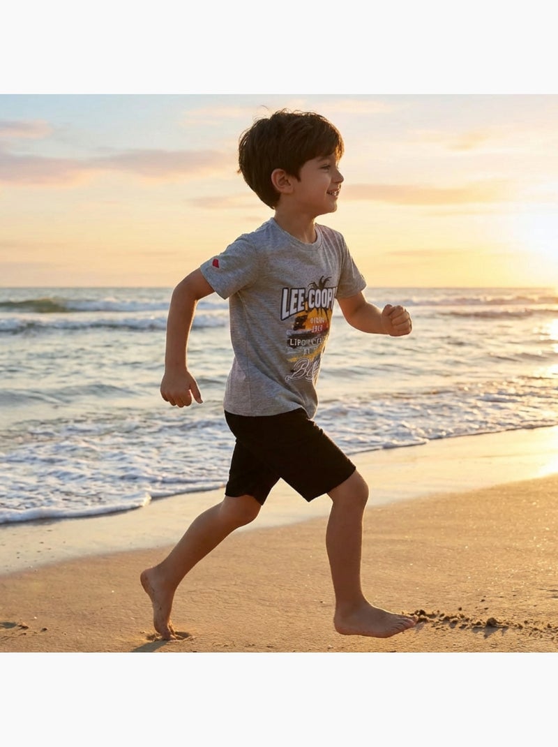 Lee Cooper - T-shirt a maniche corte da ragazzo con motivo da spiaggia Grigio - Kiabi