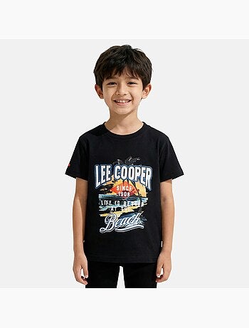 Lee Cooper - T-shirt a maniche corte da ragazzo con motivo da spiaggia