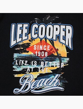 Lee Cooper - T-shirt a maniche corte da ragazzo con motivo da spiaggia