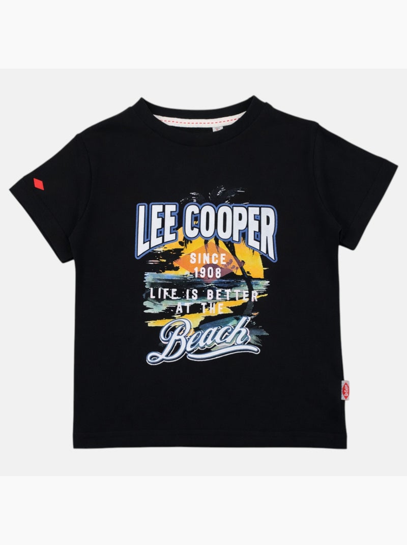 Lee Cooper - T-shirt a maniche corte da ragazzo con motivo da spiaggia Nero - Kiabi