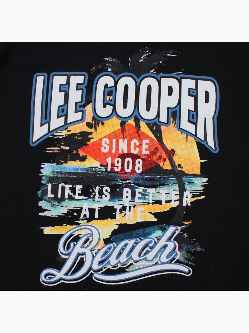 Lee Cooper - T-shirt a maniche corte da ragazzo con motivo da spiaggia Nero - Kiabi