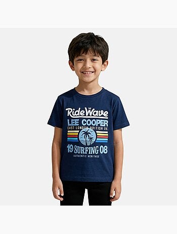 Lee Cooper - T shirt bambino a maniche corte dallo stile ispirato al mondo del surf