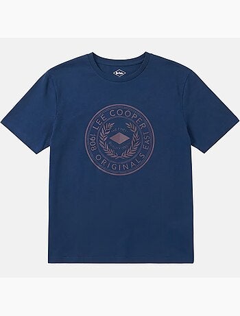Lee Cooper - T-shirt uomo blu navy maniche corte con logo embossato