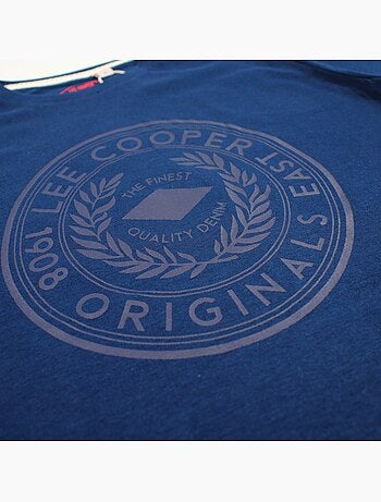 Lee Cooper - T-shirt uomo blu navy maniche corte con logo embossato