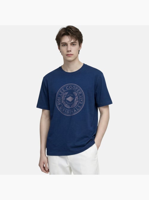 Lee Cooper - T-shirt uomo blu navy maniche corte con logo embossato - Kiabi