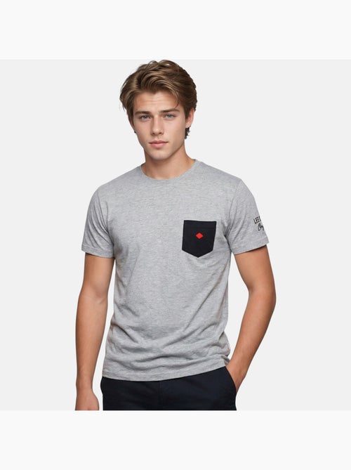 Lee Cooper - T-shirt uomo grigio maniche corte con tasca a contrasto - Kiabi