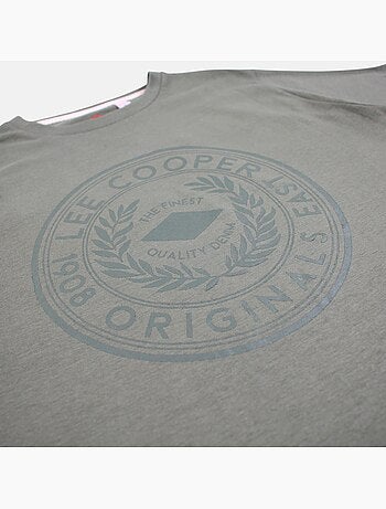 Lee Cooper - T-shirt uomo kaki maniche corte con logo embossato
