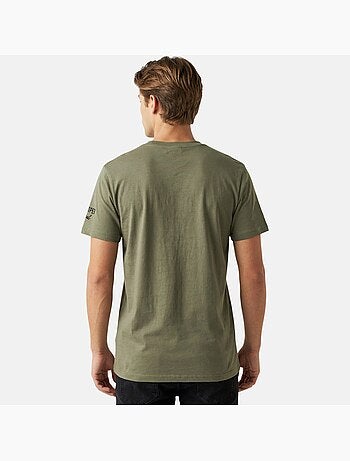 Lee Cooper - T-shirt uomo kaki maniche corte con tasca a contrasto
