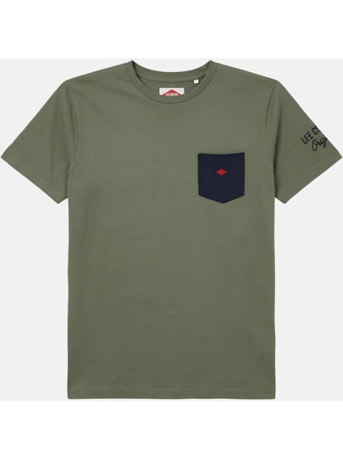 Lee Cooper - T-shirt uomo kaki maniche corte con tasca a contrasto - Kiabi