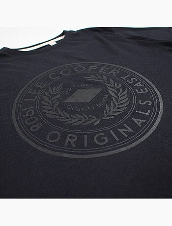 Lee Cooper - T-shirt uomo nero maniche corte con logo embossato