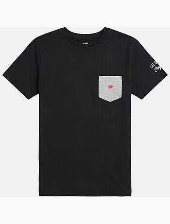 Lee Cooper - T-shirt uomo nero maniche corte con tasca a contrasto