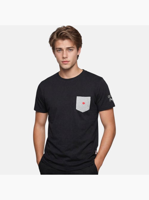 Lee Cooper - T-shirt uomo nero maniche corte con tasca a contrasto - Kiabi