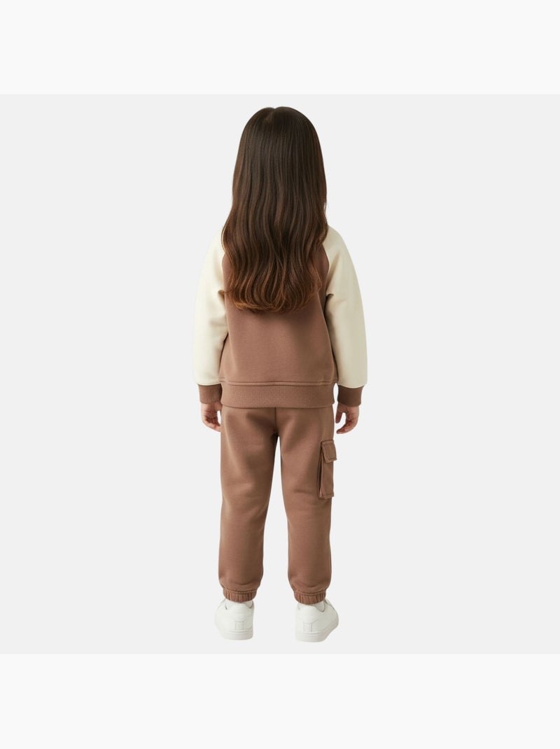 Lee Cooper - Tuta sportiva bambina con una giacca a maniche lunghe e un pantalone jogging Marrone - Kiabi