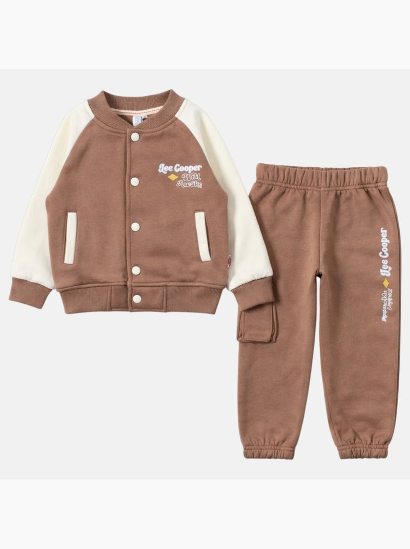 Lee Cooper - Tuta sportiva bambina con una giacca a maniche lunghe e un pantalone jogging Marrone - Kiabi