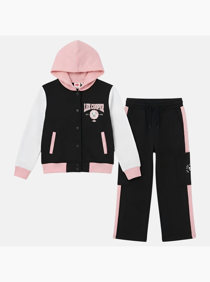 Lee Cooper - Tuta sportiva bambina con una giacca a maniche lunghe e un pantalone jogging Nero - Kiabi