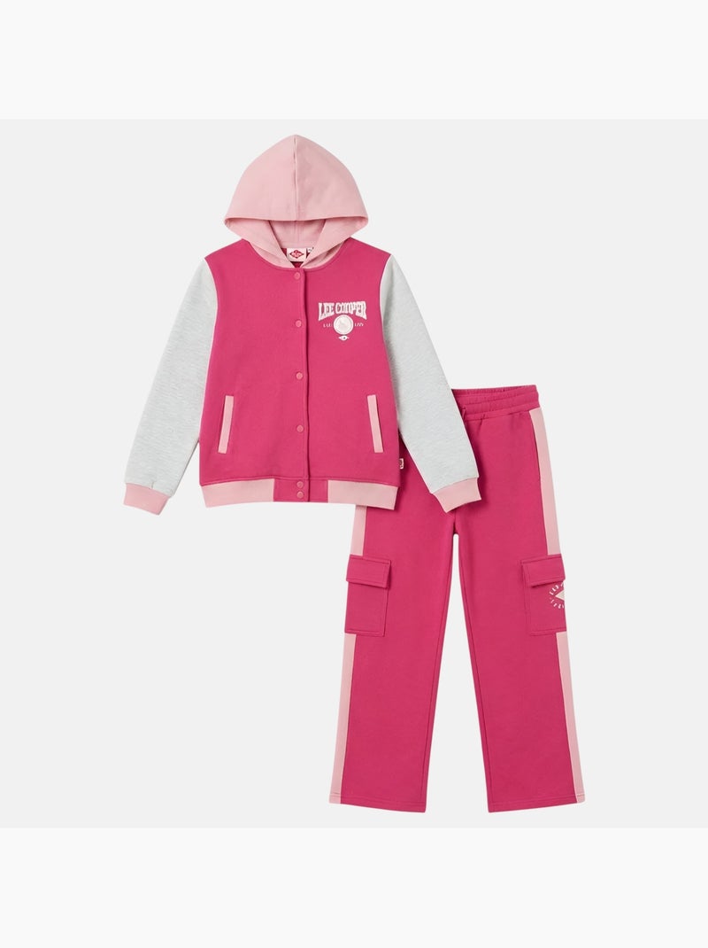 Lee Cooper - Tuta sportiva bambina con una giacca a maniche lunghe e un pantalone jogging Rosa fucsia - Kiabi