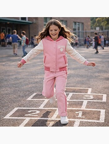 Lee Cooper - Tuta sportiva bambina con una giacca a maniche lunghe e un pantalone jogging