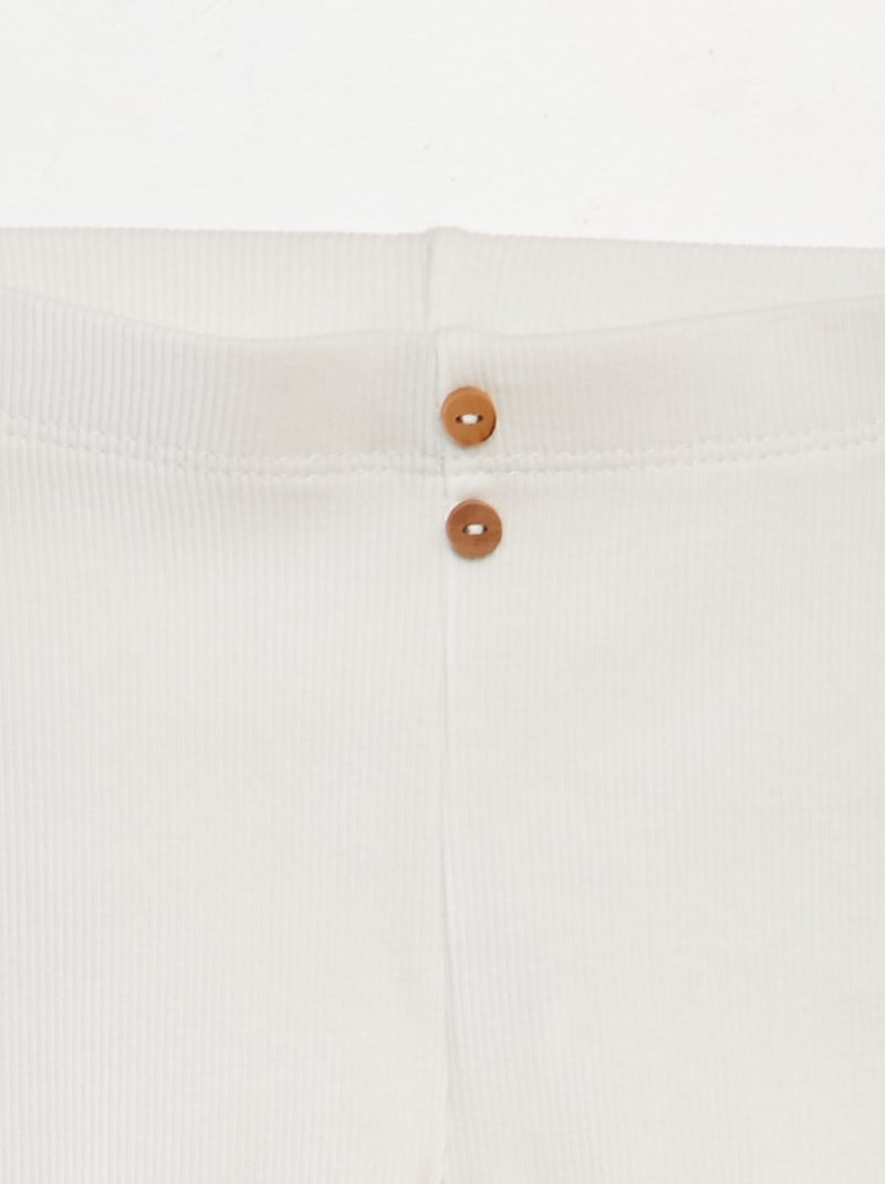 Legging a costine con bottoni BIANCO - Kiabi
