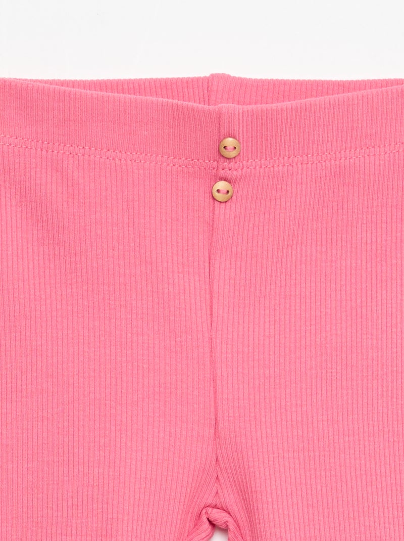 Legging a costine con bottoni Fucsia - Kiabi