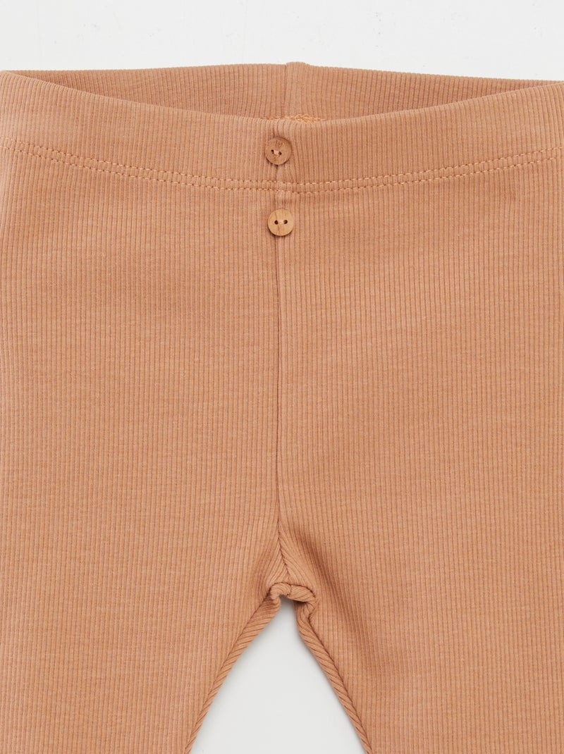 Legging a costine con bottoni MARRONE - Kiabi