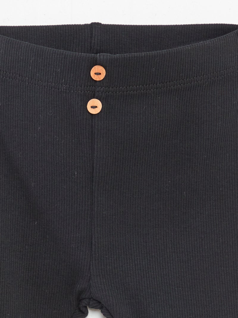 Legging a costine con bottoni nero - Kiabi