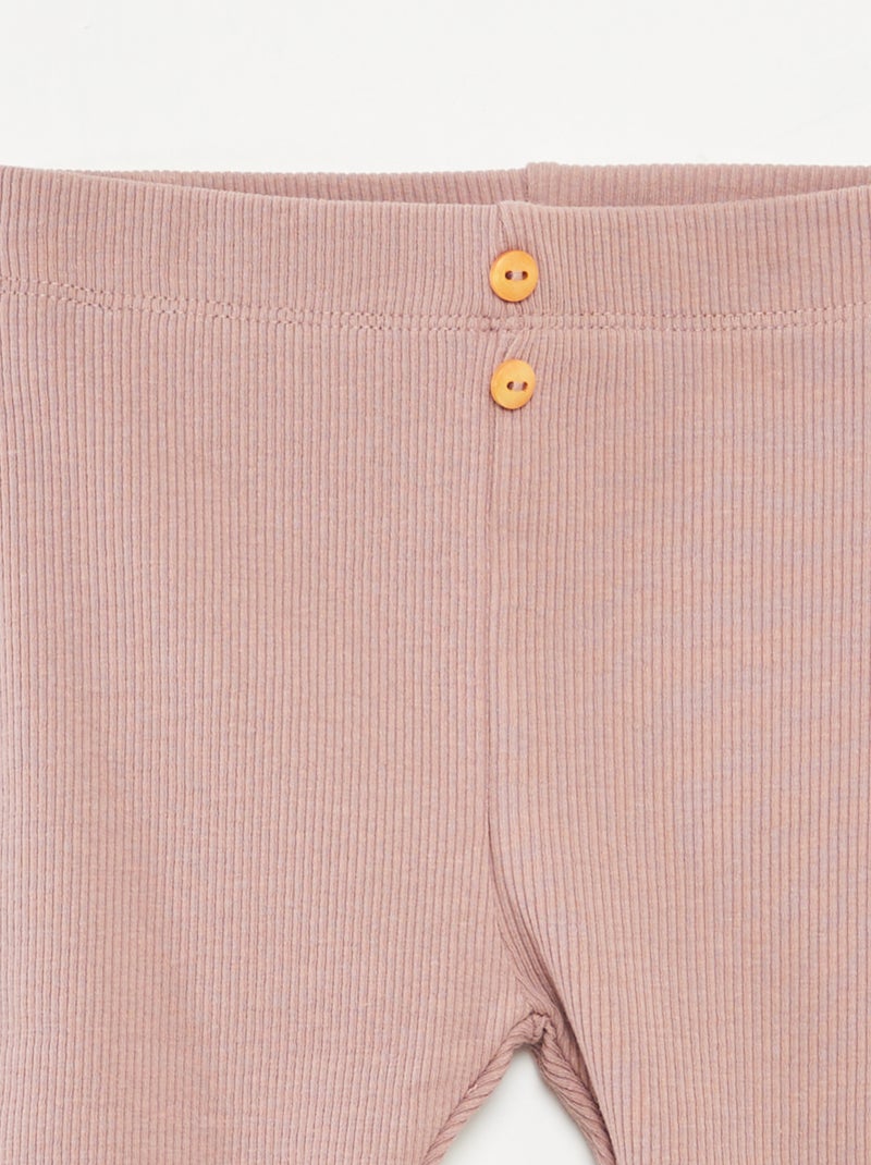 Legging a costine con bottoni Rosa antico - Kiabi