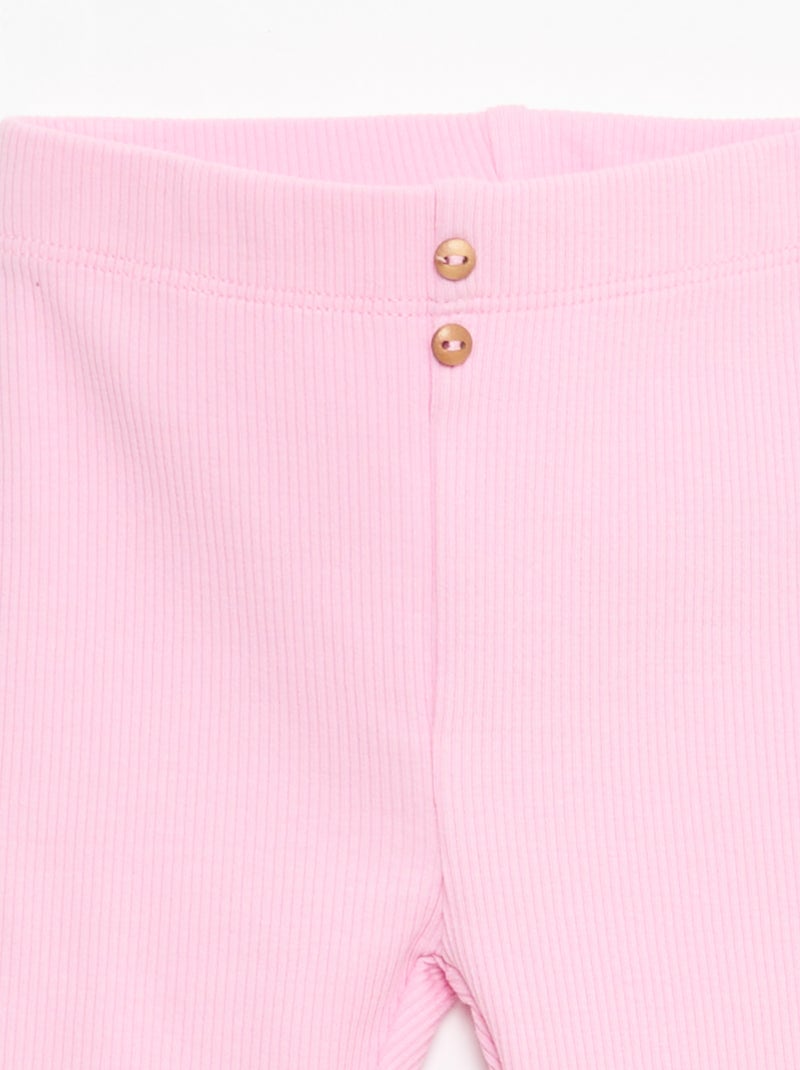 Legging a costine con bottoni Rosa - Kiabi