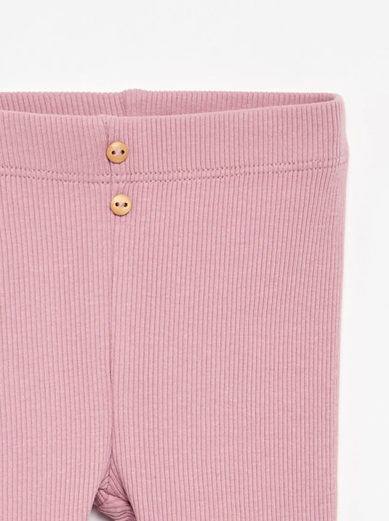 Legging a costine con bottoni Rosa - Kiabi