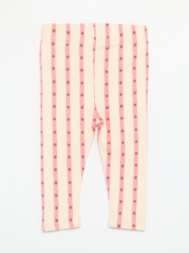 Legging a righe in maglia a costine Bianco - Kiabi