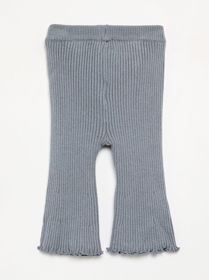 Legging a tinta unita in maglia a costine Blu - Kiabi