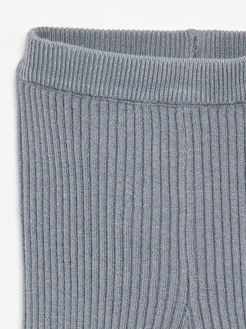 Legging a tinta unita in maglia a costine Blu - Kiabi