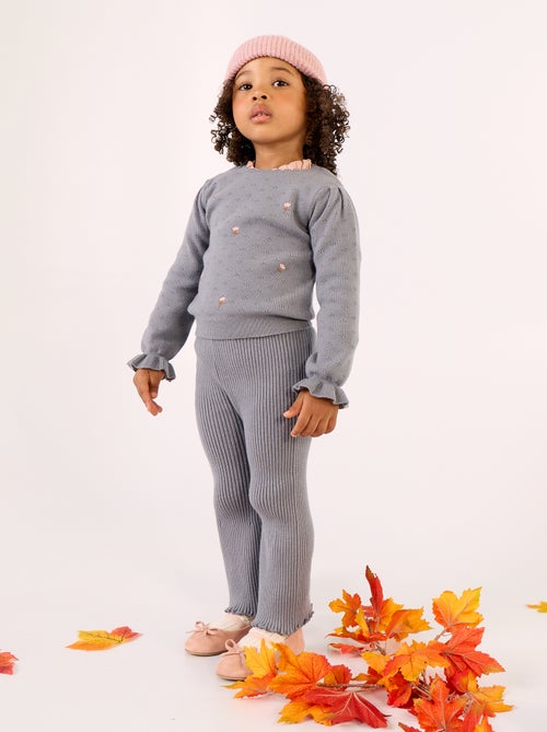 Legging a tinta unita in maglia a costine - Kiabi