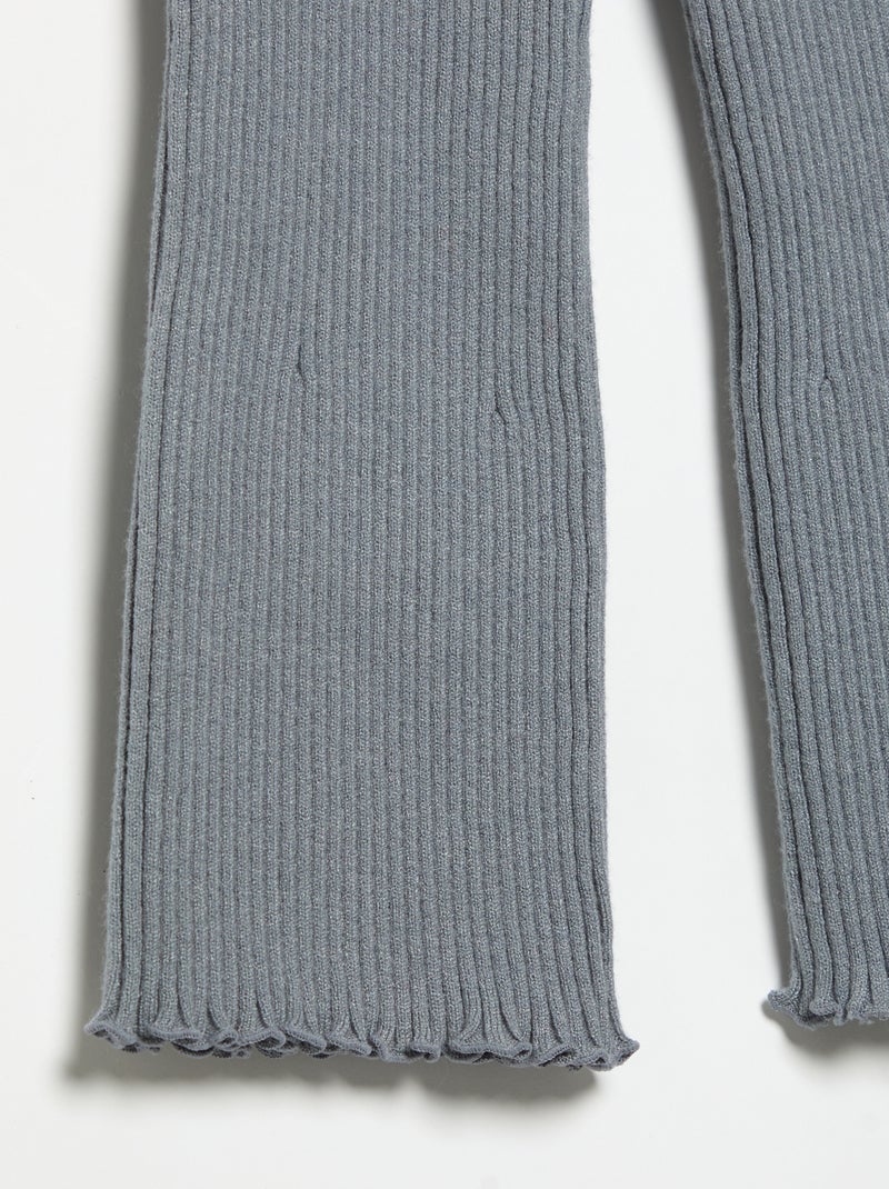 Legging a tinta unita in maglia a costine Grigio - Kiabi