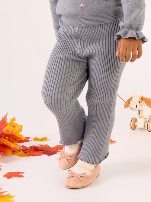 Legging a tinta unita in maglia a costine - Kiabi